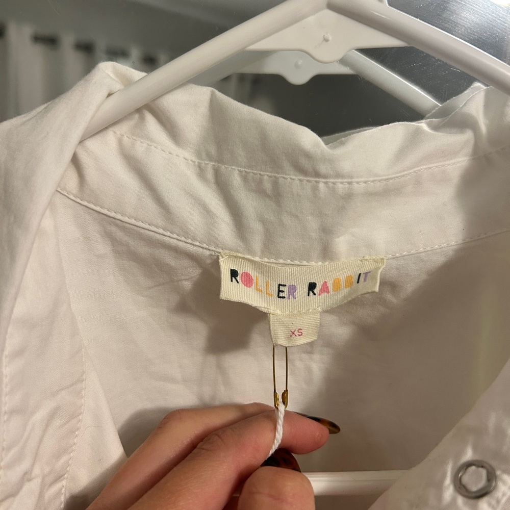 NWT Roller Rabbit White Snap Front Western Style Blouse Shirt - Picture 2 of 6